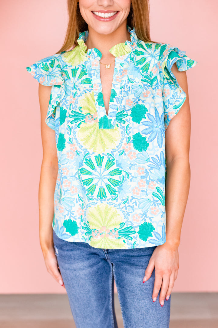 LIME MULTI PRINT TOP