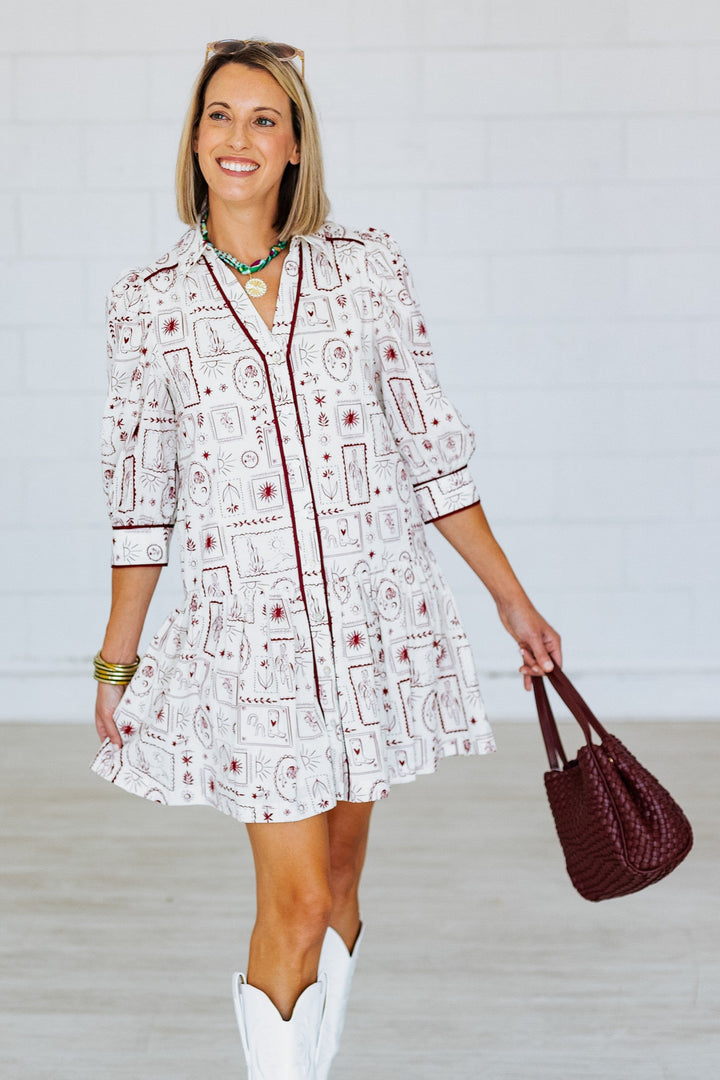 SOPHIE WESTERN PRINT MINI DRESS