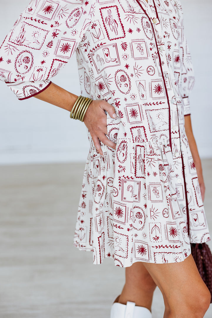 SOPHIE WESTERN PRINT MINI DRESS