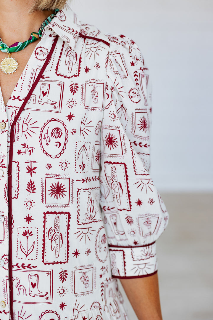 SOPHIE WESTERN PRINT MINI DRESS