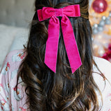 Perfectly Pink Velvet Bow Clip