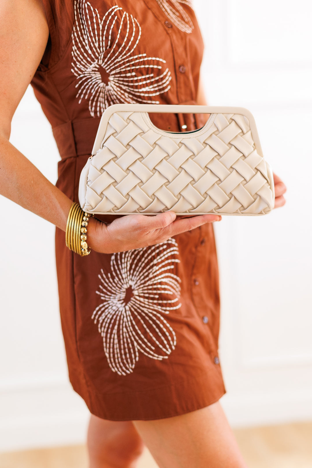 ALOUETTE BRAIDED CLUTCH - CREAM