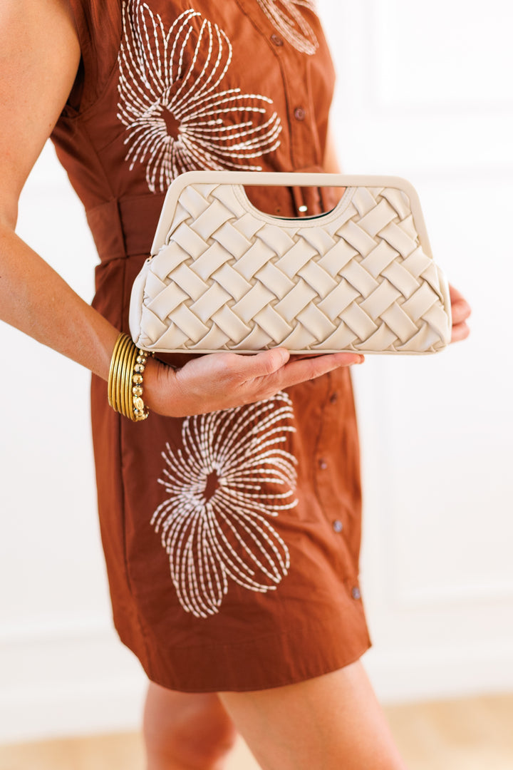 ALOUETTE BRAIDED CLUTCH - CREAM