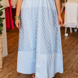 BABY BLUE EYELET MAXI SKIRT