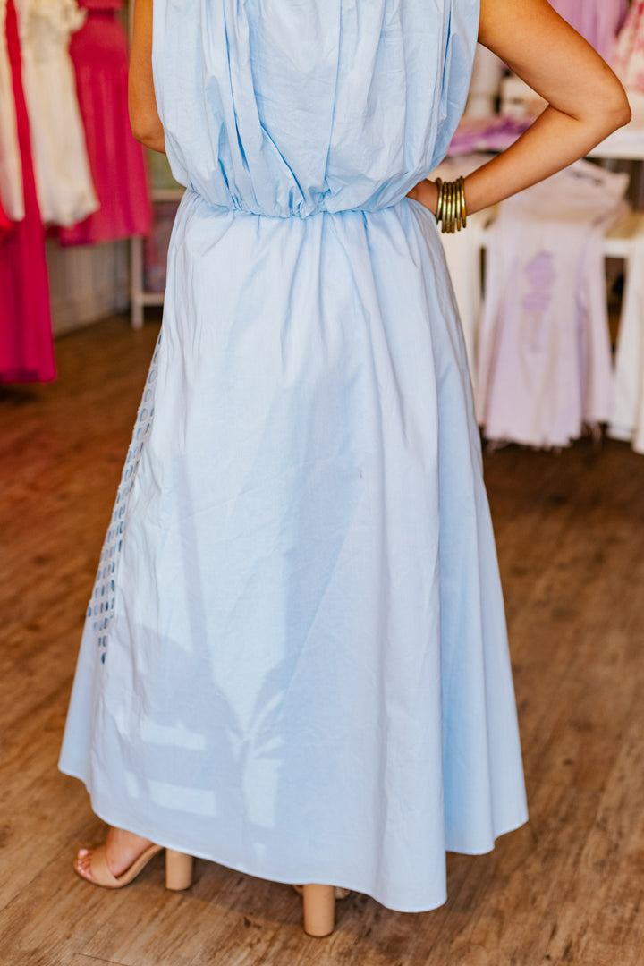 BABY BLUE EYELET MAXI SKIRT
