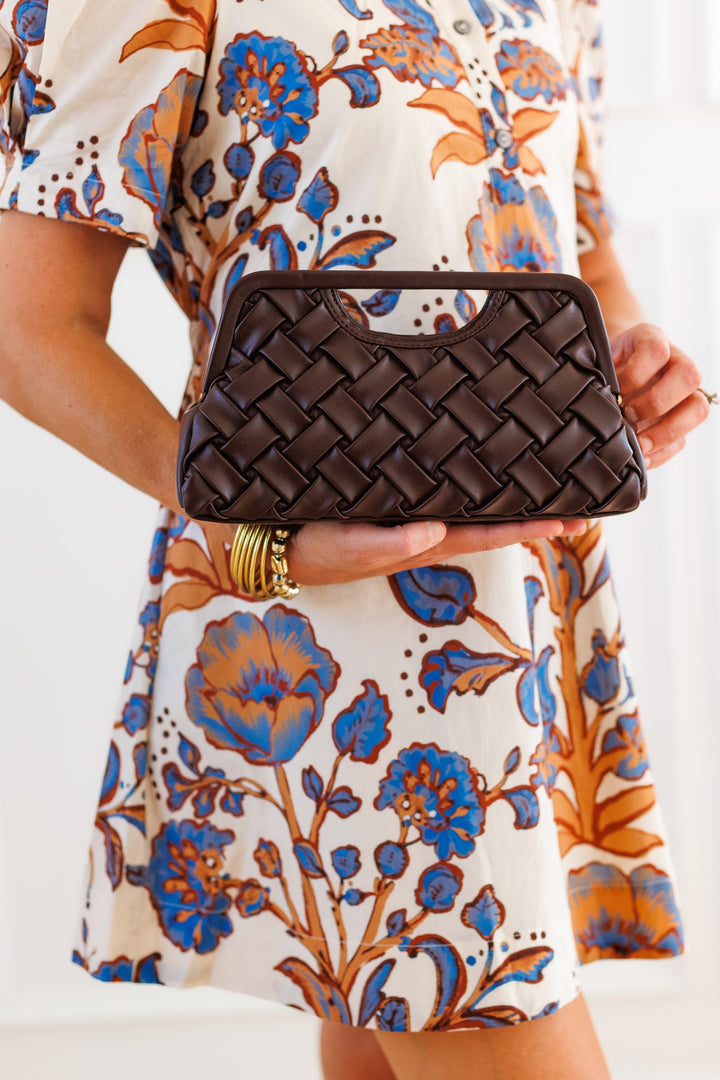 ALOUETTE BRAIDED CLUTCH - CHOCOLATE
