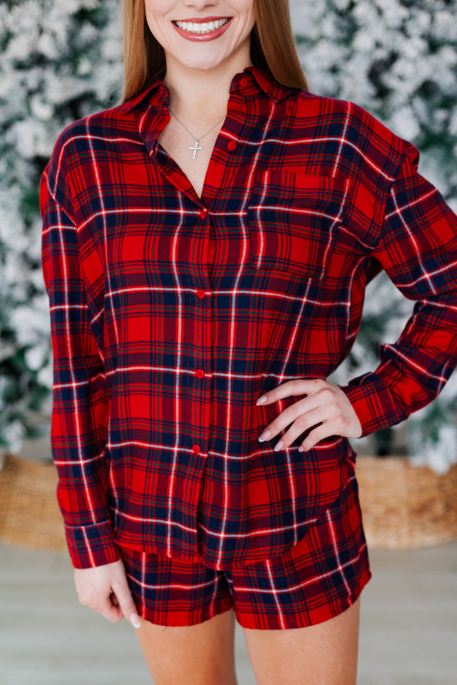 Z SUPPLY: RIVER PLAID BUTTON UP- HAUTE RED