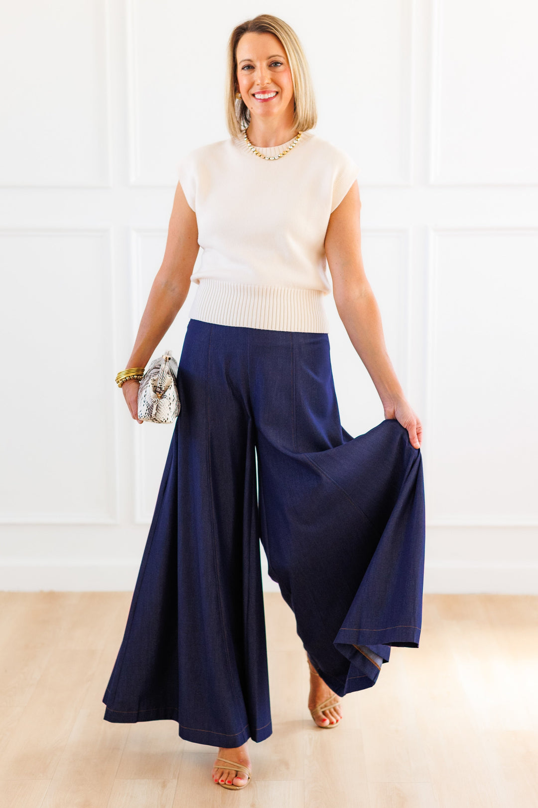 DARK INDIGO FLOWY WIDE LEG PANT