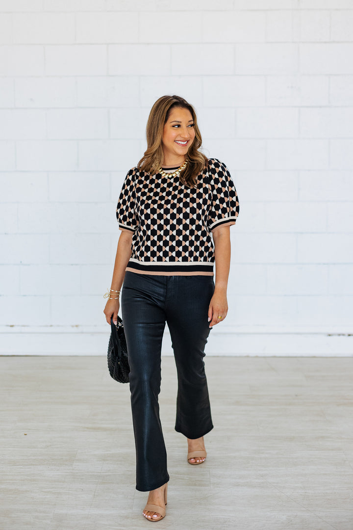 BLACK COATED CROP BOOTCUT JEAN