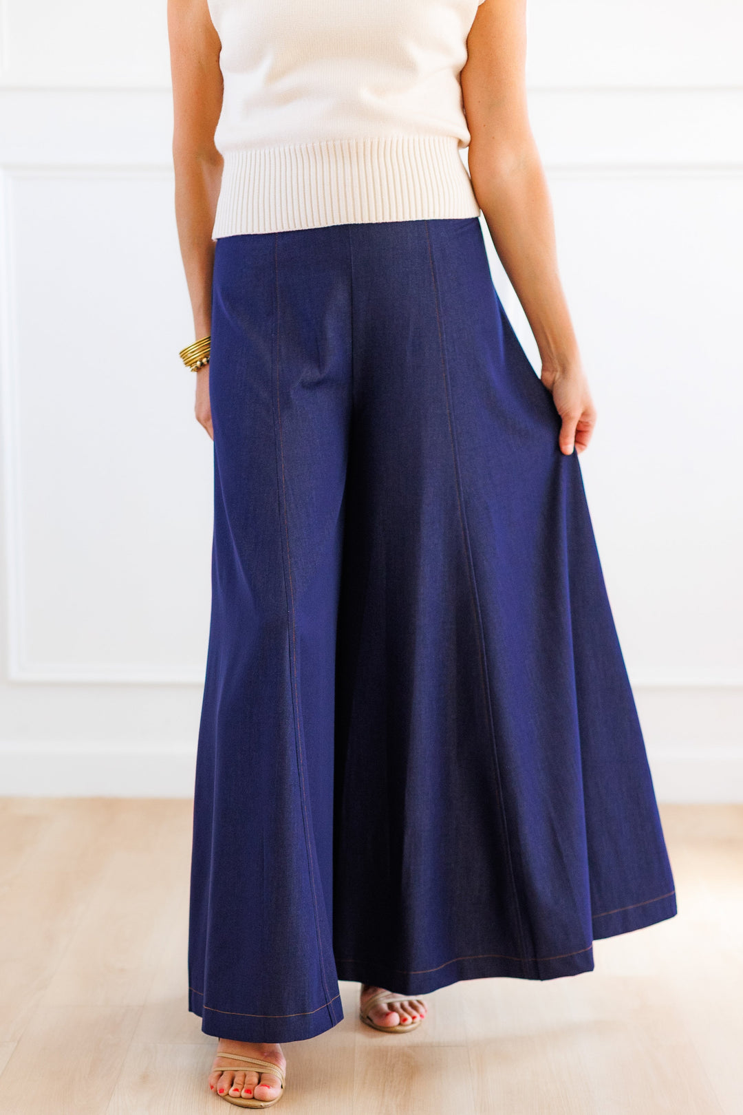 DARK INDIGO FLOWY WIDE LEG PANT