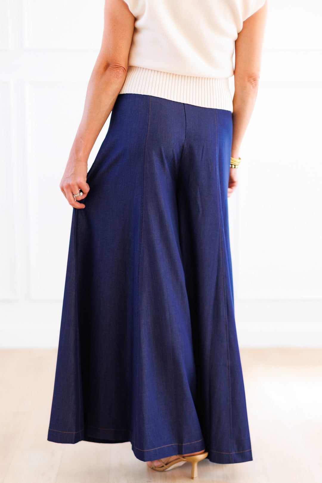 DARK INDIGO FLOWY WIDE LEG PANT