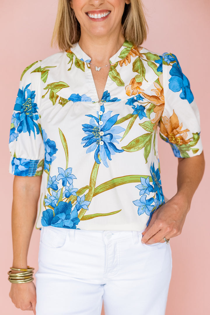 FLORAL SPLIT NECK BLOUSE