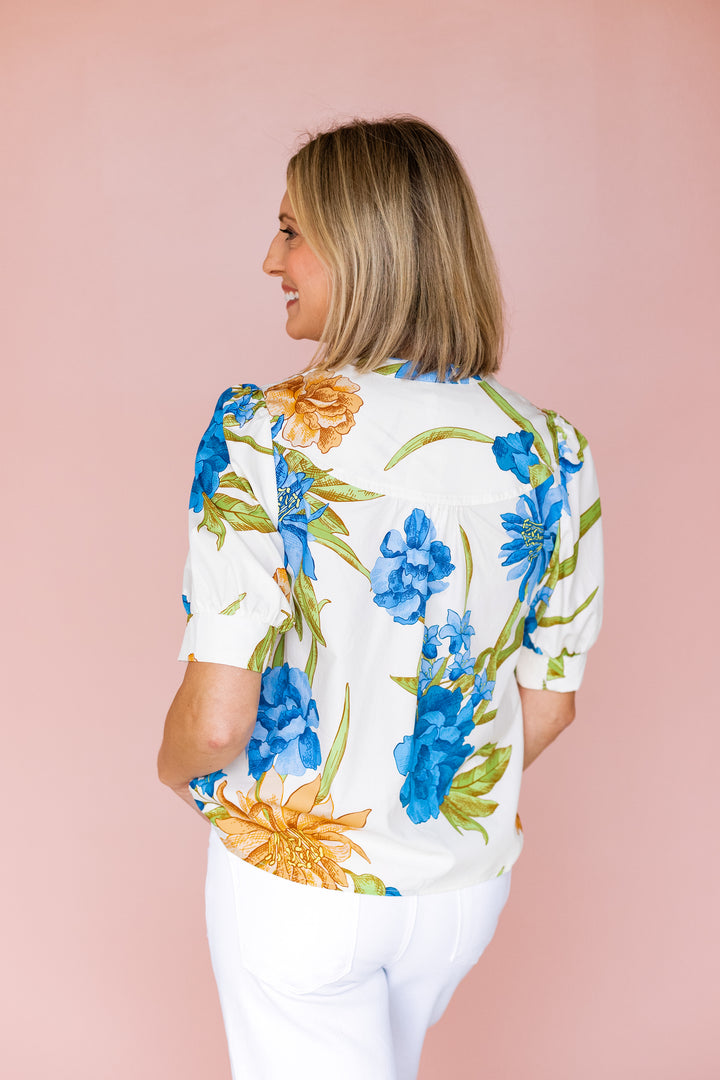 FLORAL SPLIT NECK BLOUSE