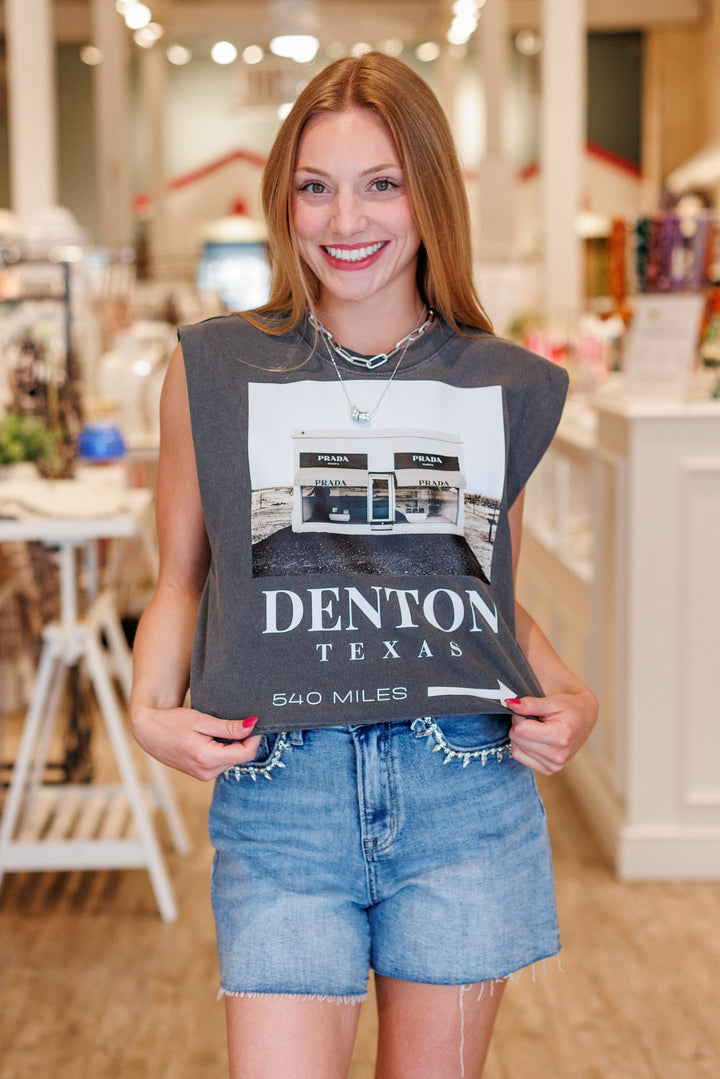 MILES TO MARFA DENTON MUSCLE TEE