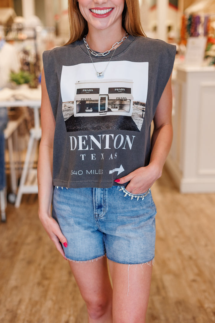 MILES TO MARFA DENTON MUSCLE TEE