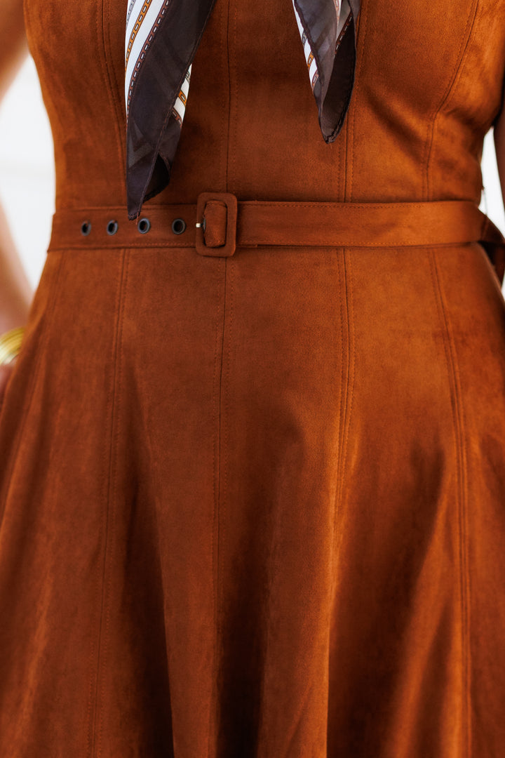 TOBACCO SUEDE MIDI DRESS