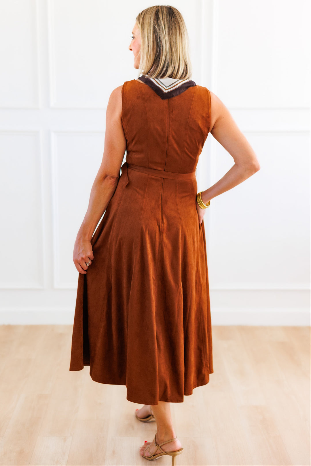 TOBACCO SUEDE MIDI DRESS