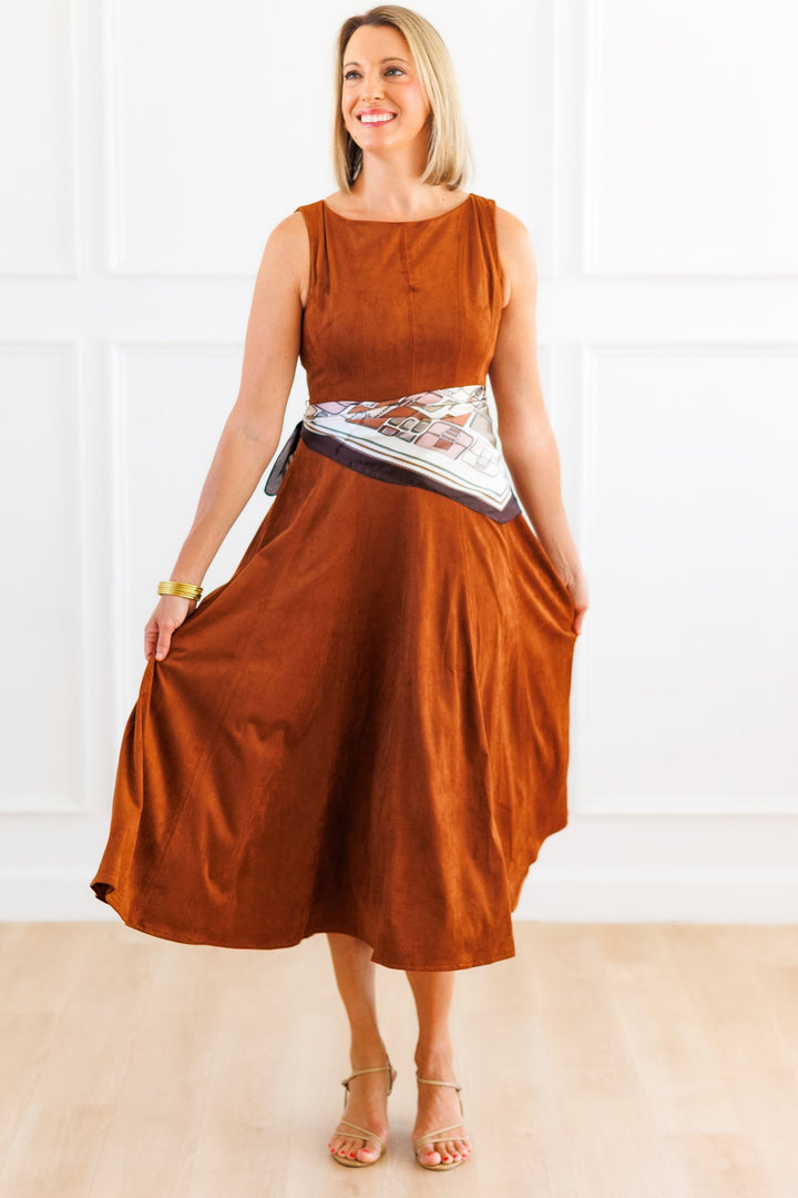TOBACCO SUEDE MIDI DRESS