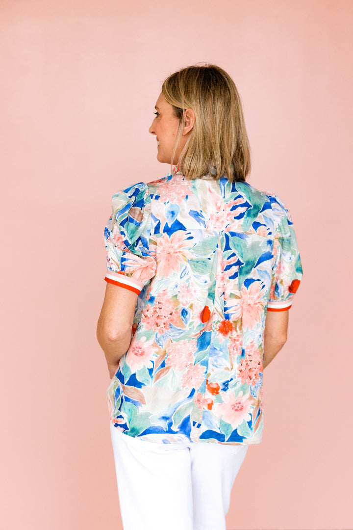 ROYAL RED PRINT BLOUSE