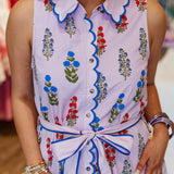 LILAC FLORALS TIE DRESS
