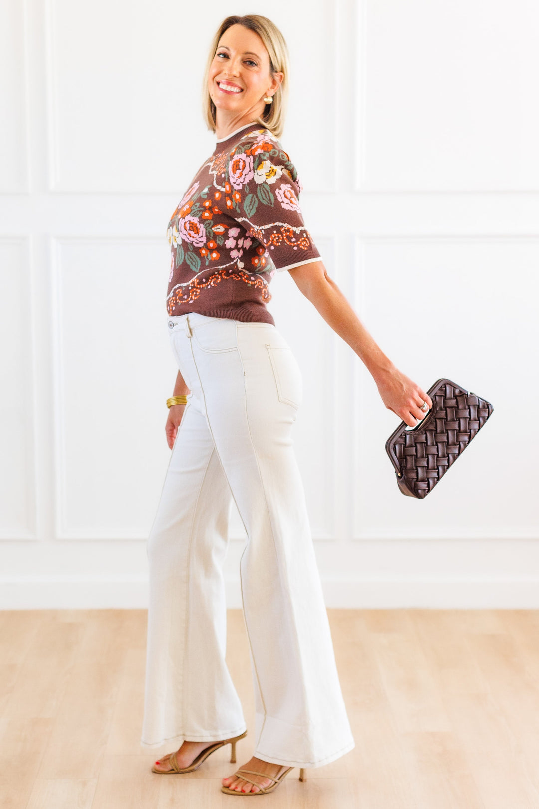 ECRU TWILL FLARE PANT