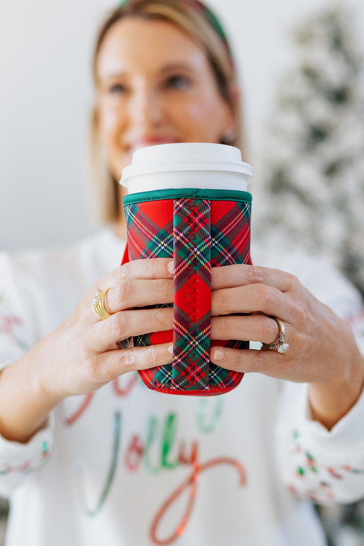 SWIG: CHRISTMAS PLAID MEDIUM ICED CUP COOLIE