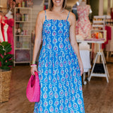BLUE RUSH ABSTRACT MAXI DRESS