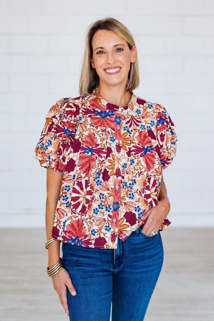 OLIVIA RUST FLORAL BLOUSE