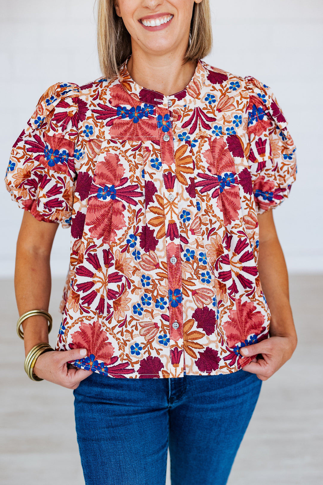OLIVIA RUST FLORAL BLOUSE