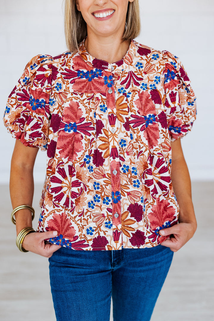 OLIVIA RUST FLORAL BLOUSE