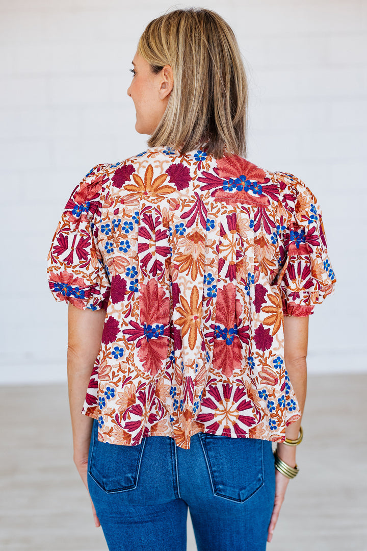 OLIVIA RUST FLORAL BLOUSE