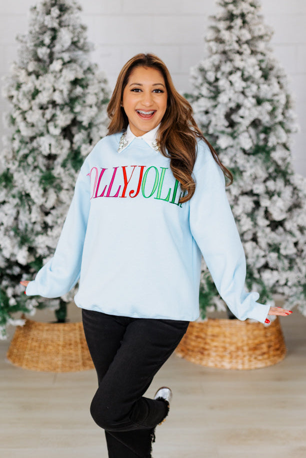 BLUE HOLLY JOLLY CREWNECK SWEATSHIRT