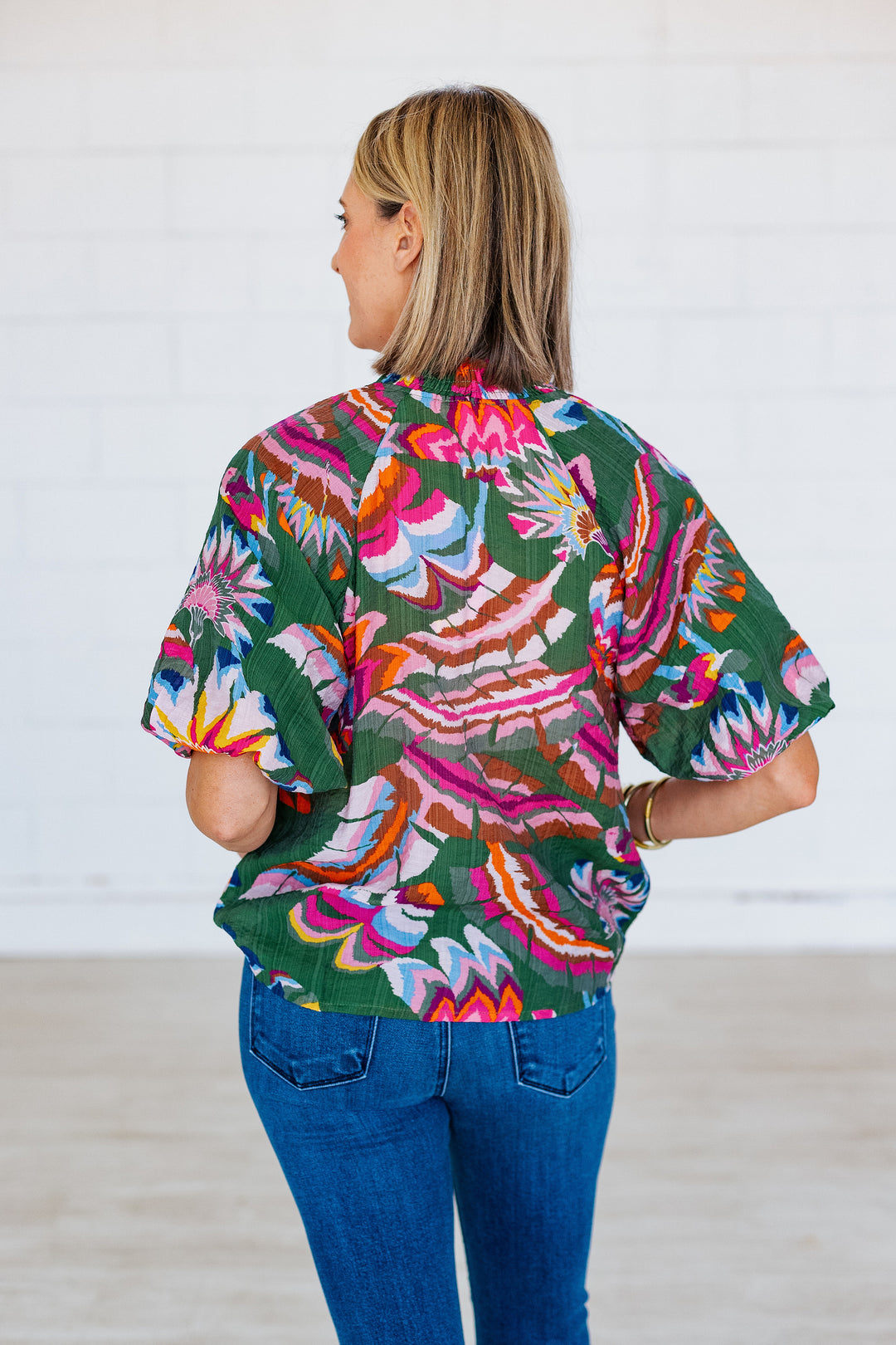 CASSANDRA GREEN FLORAL BLOUSE
