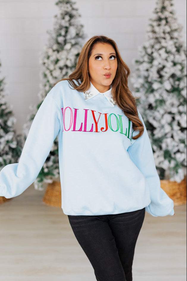 BLUE HOLLY JOLLY CREWNECK SWEATSHIRT