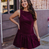 Wine Not Corduroy Drop Waist Dress