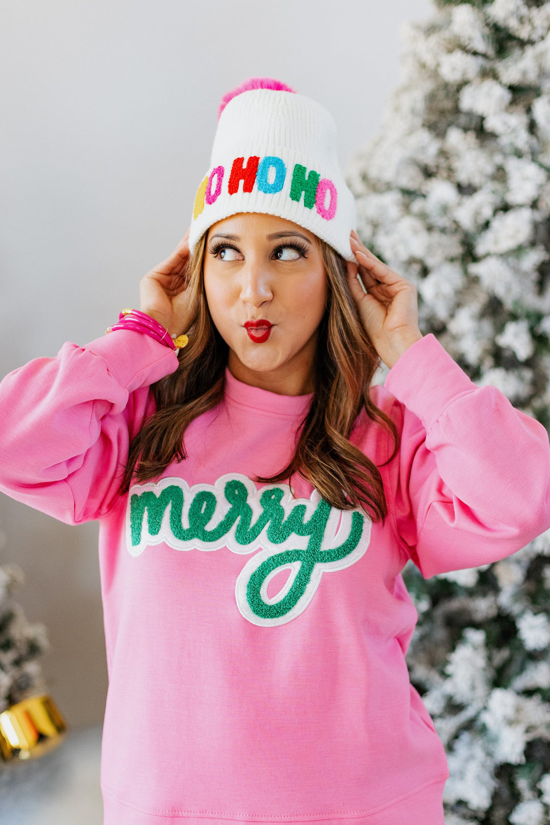 'HO HO HO' POMPOM BEANIE