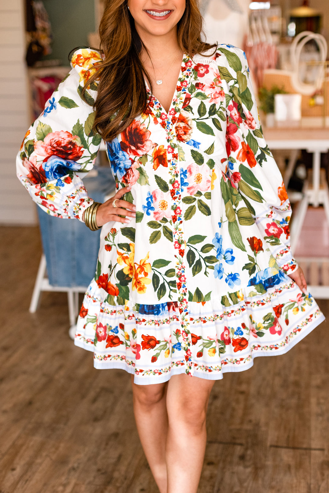 PETUNIA FLORAL LONGSLEEVE MINI DRESS