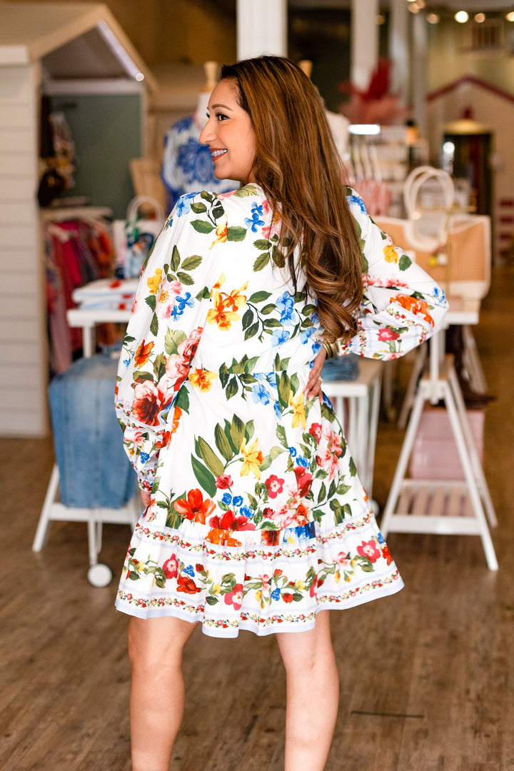 PETUNIA FLORAL LONGSLEEVE MINI DRESS