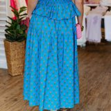 BLUE CAMELLIA MIDI SKIRT