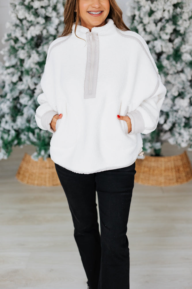 SALLY SHERPA PULLOVER JACKET- IVORY