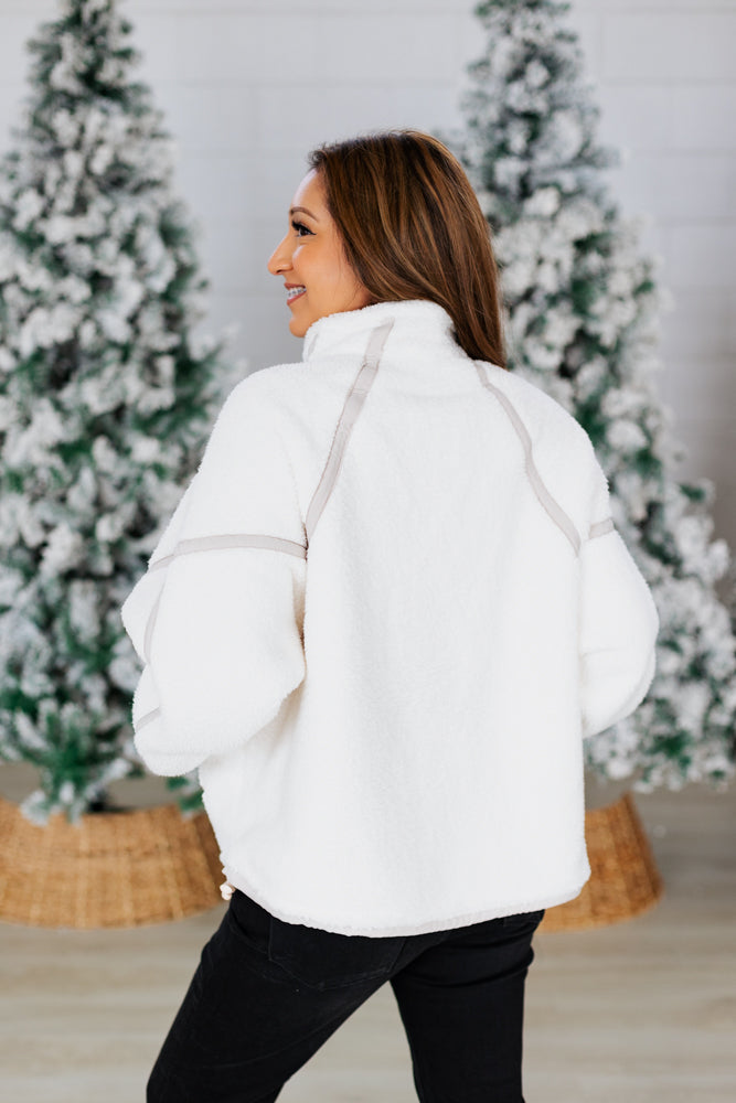 SALLY SHERPA PULLOVER JACKET- IVORY