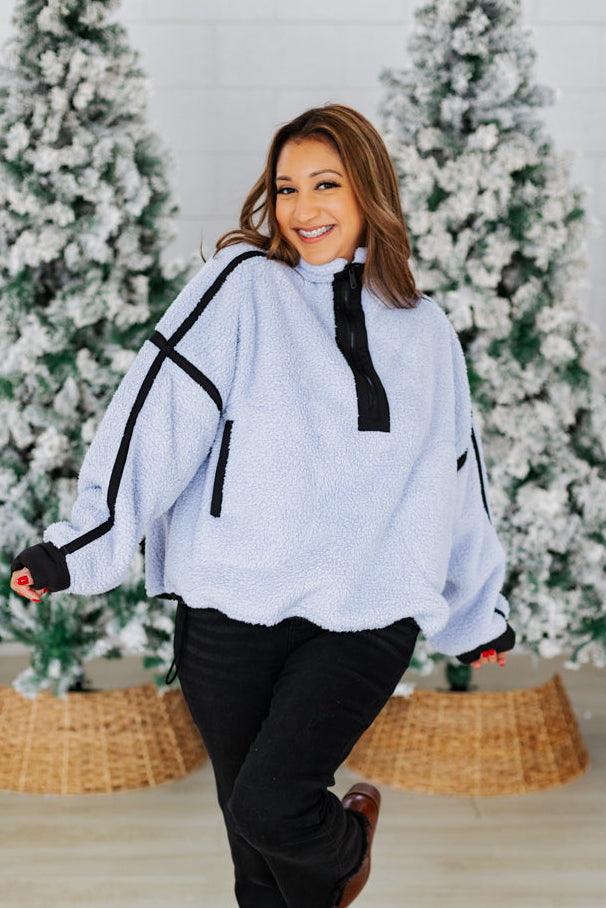 SALLY SHERPA PULLOVER JACKET- LAVENDER