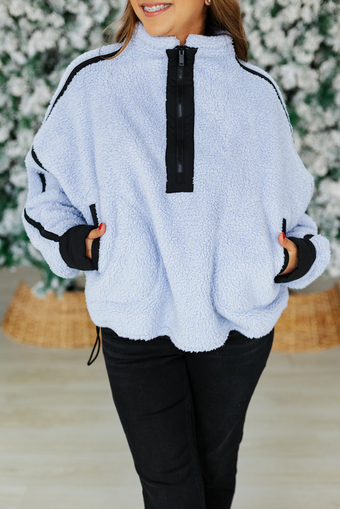 SALLY SHERPA PULLOVER JACKET- LAVENDER