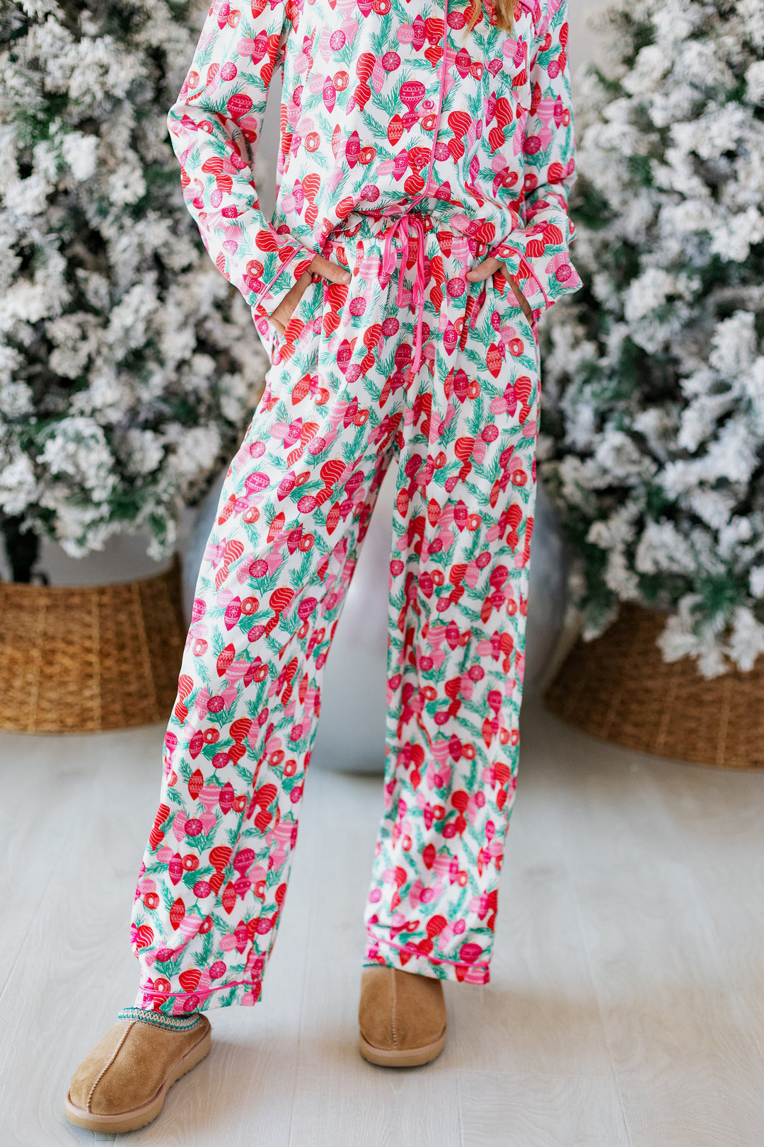 TRIM THE TREE SATIN PAJAMA SET
