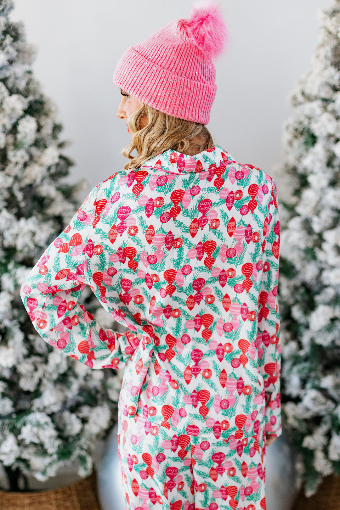 TRIM THE TREE SATIN PAJAMA SET