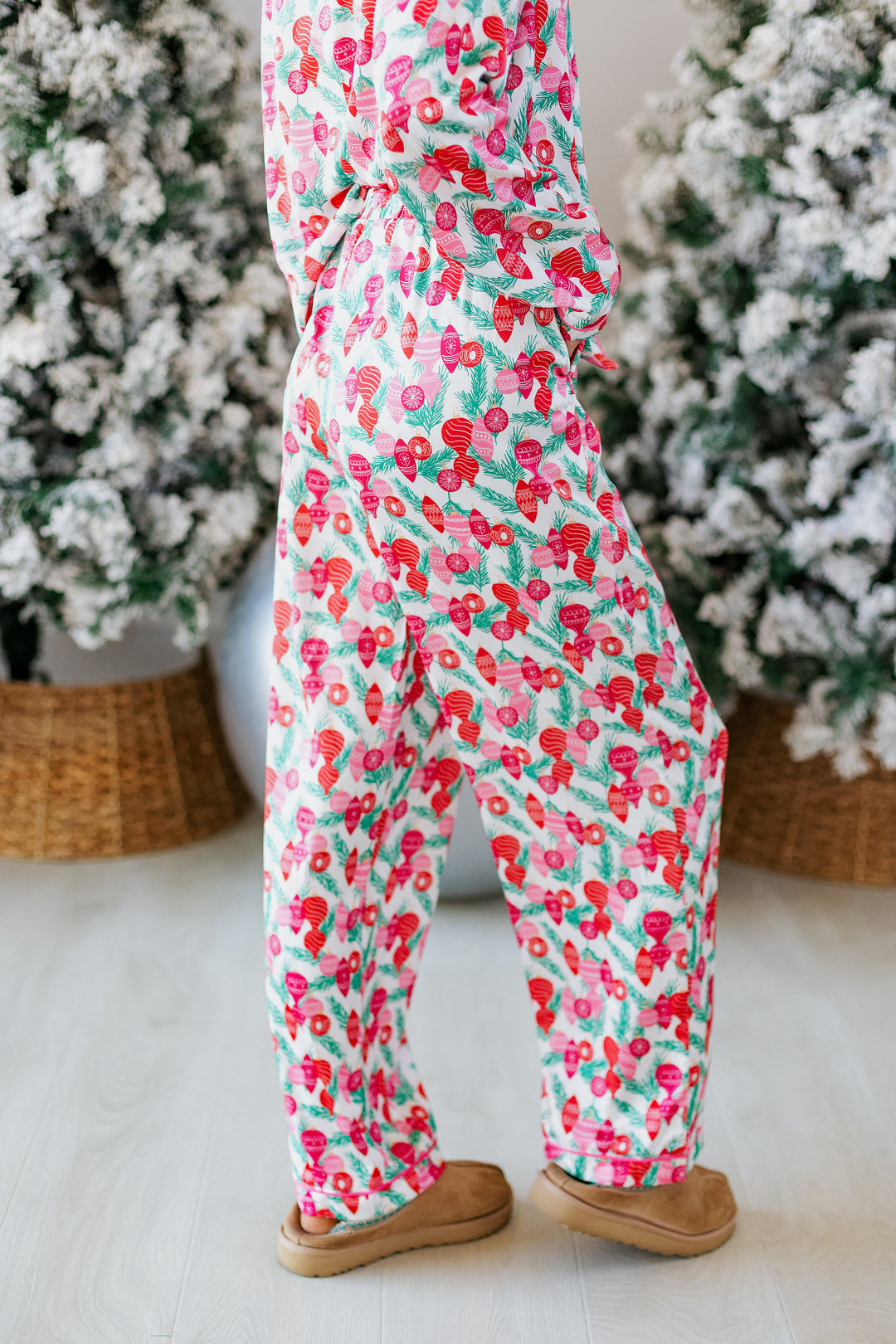 TRIM THE TREE SATIN PAJAMA SET