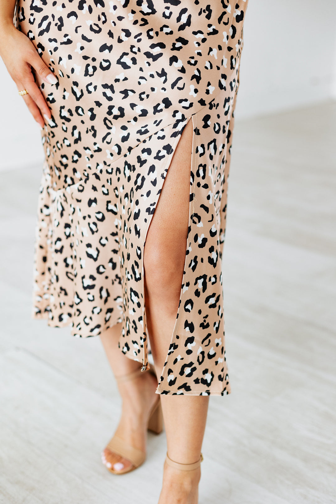 LEOPARD SLIP MIDI DRESS