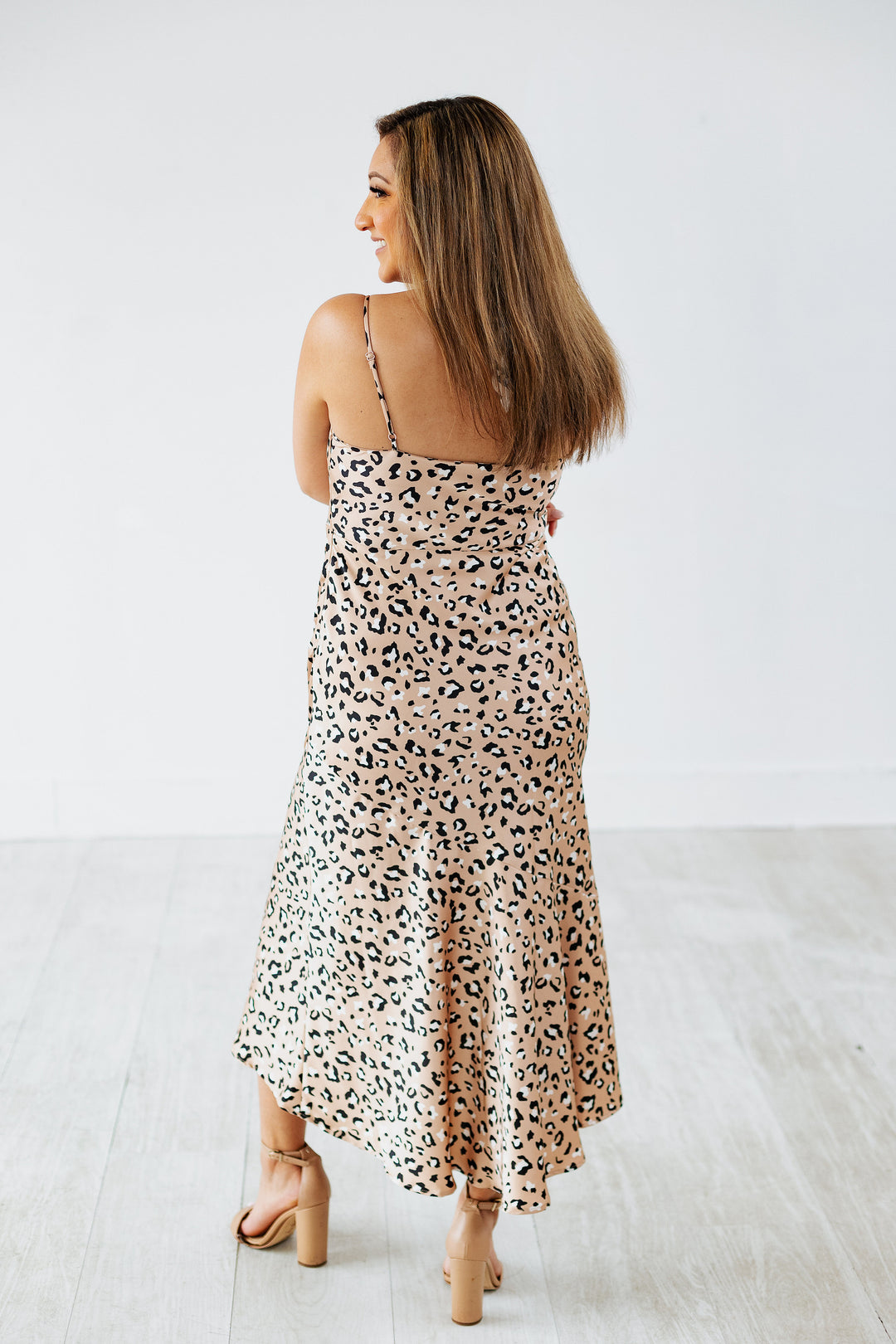 LEOPARD SLIP MIDI DRESS
