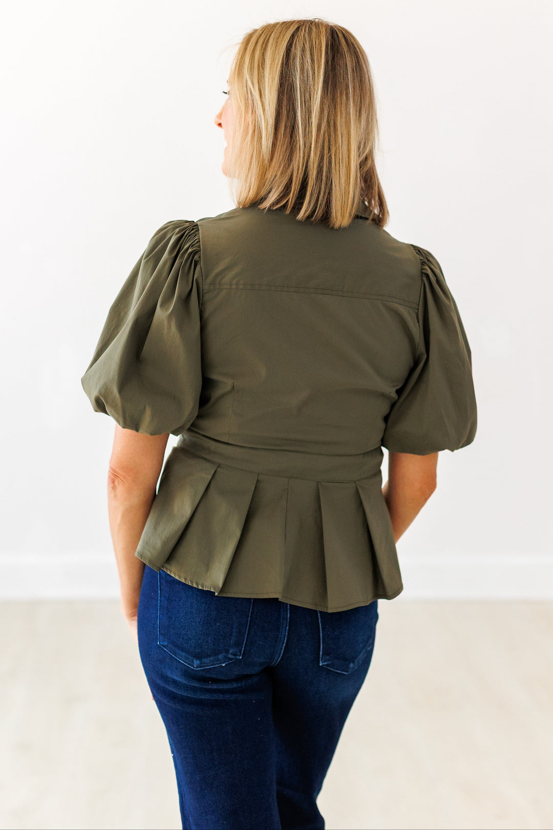OLIVE TIE WAIST BLOUSE