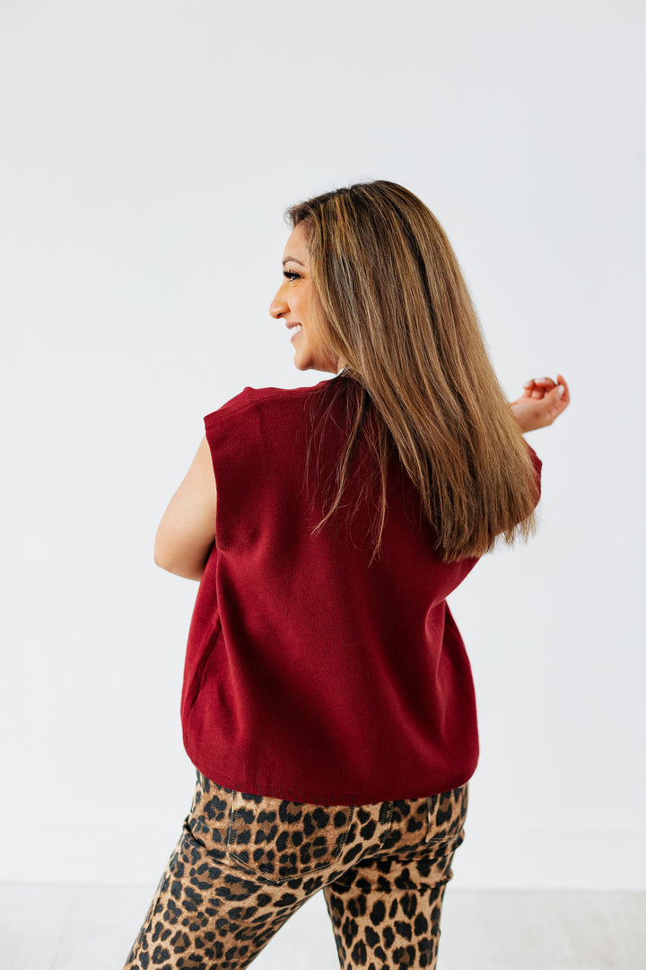 BECCA BURGUNDY SLEEVELESS SWEATER